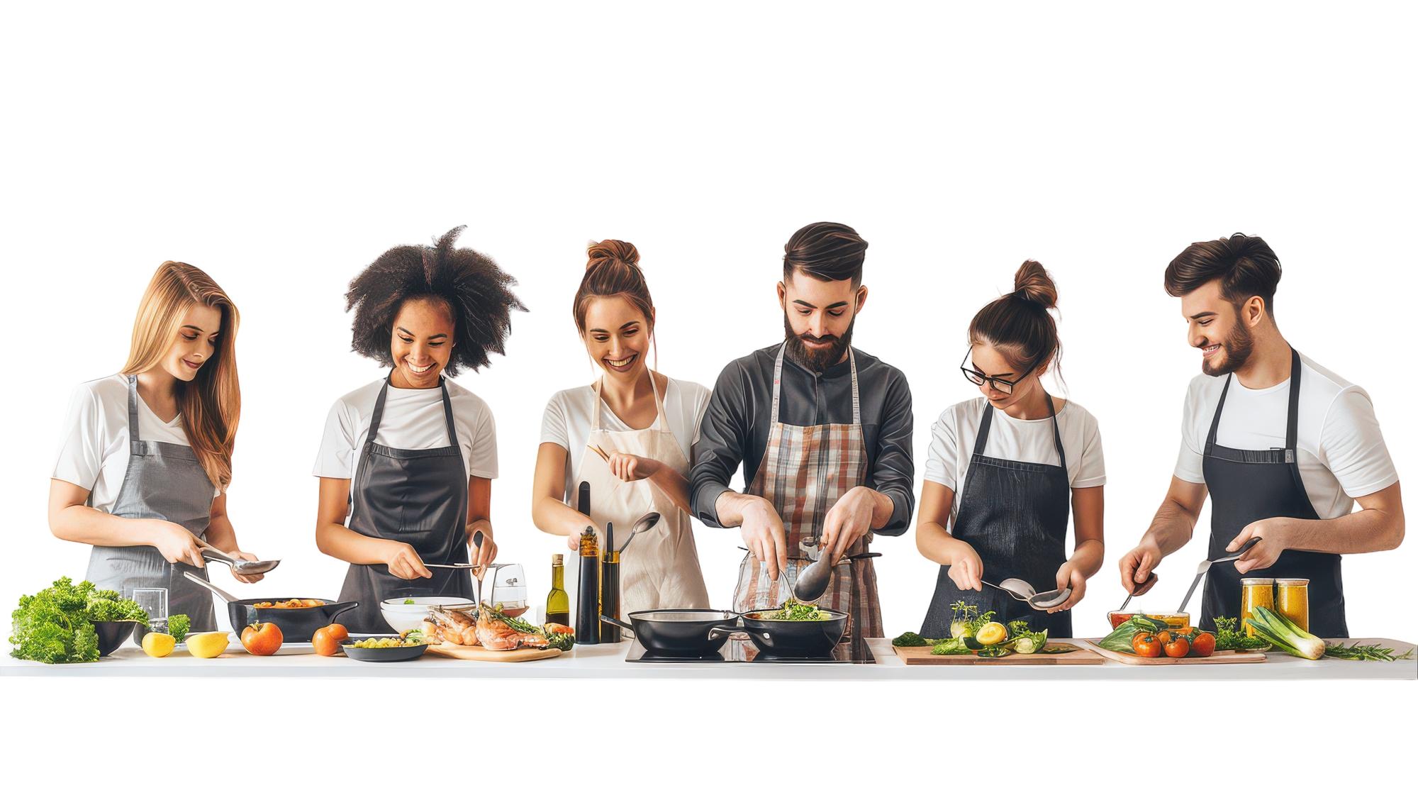 students cooking in workshop